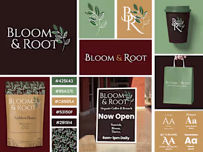 Branding board for a new organic, plant-based coffee & brunc...