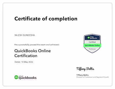 Quickbooks Pro Advisor Certificate