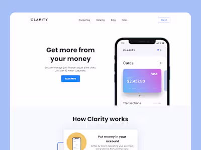 Clarity - mobile banking app website