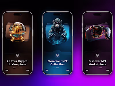 NFT Marketplace Mobile App – Onboarding UI