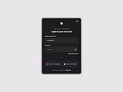 Login Popup Modal Concept