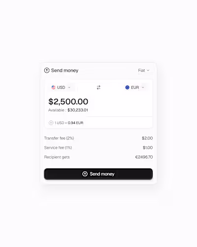Clean UI Send money component