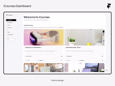iCourses framer dashboard template by iframe design