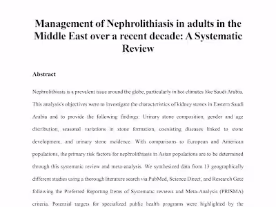 Management of Nephrolithiasis in adults: A Systematic Review