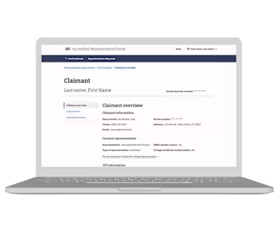 Claimant Page Redesign for VA Portal