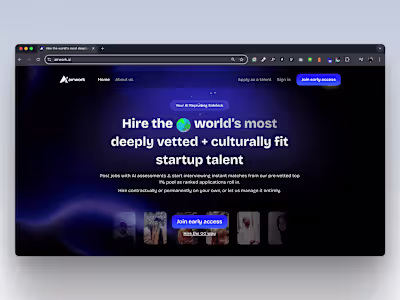 Interactive multipage website for tech talent hiring startup