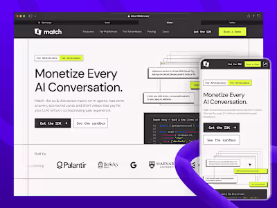 Match AI SDK Landing Page Design