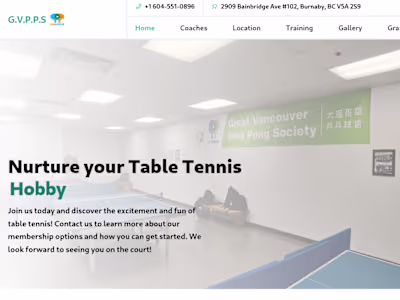 Website Development for GVPPS Table Tennis Club