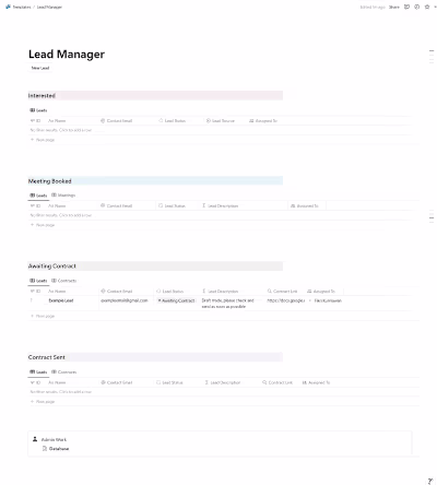 Automated Notion Lead Manager