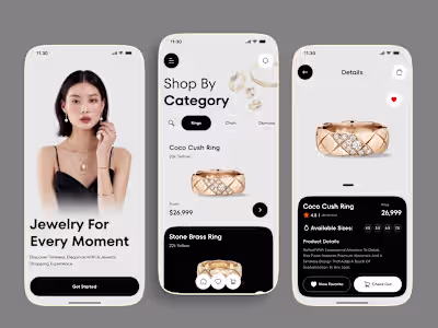 Jewelry Shopping Mobile App UI