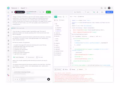 AI agents Vibe coding dashboard: SnythAI SAAS product design.