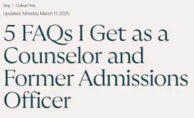 College Admissions FAQ Blog Posts
