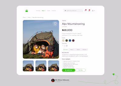 Designed a clean and minimal Product Detail UI for outdoor g...
