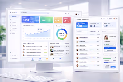 Learning Management System (LMS) dashboard designed for clar...