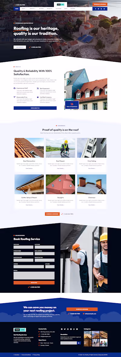 Complete a Roofing websites Project in WordPress