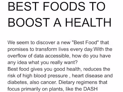 Best Foods To Boost A Health 