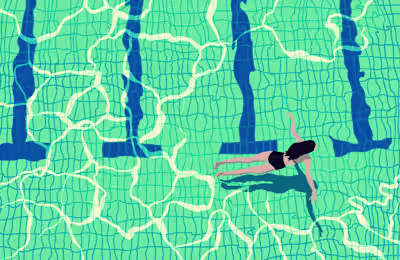 Illustration of a woman in a swimming pool