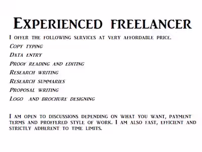EXPERIENCED FREELANCER