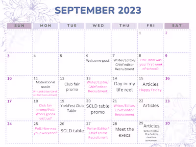 HCYU Social Media Content Calendar