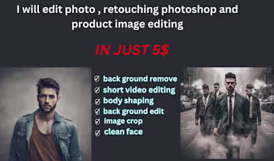 I will edit photo , retouching photoshop and product image edit…