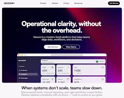 I designed Nexora as a focused, intentional SaaS presence bu...