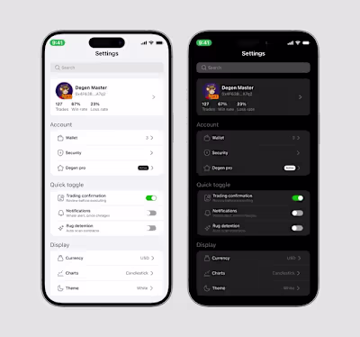 Today I ran a full monochrome pass on a crypto settings inte...