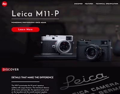 Landing page for Leica M11 - P 