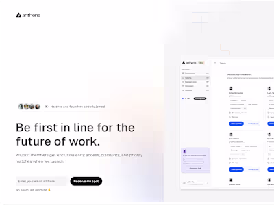 waitlist page for Anthena 🚀