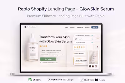 Shopify Skincare Landing Page Built with Replo – GlowSkin