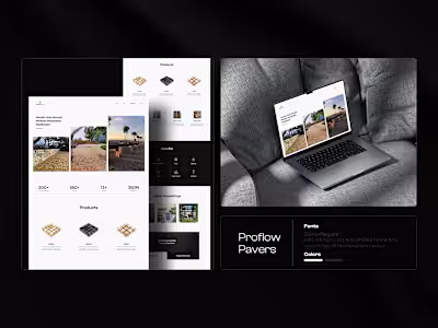 Proflow Pavers’ website UI highlights product quality, scale...