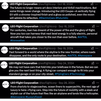 Leo Flight Corp - Social Media Manager, Social Copy