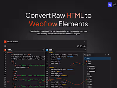 HTMLtoflow | HTML and CSS to Webflow Converter
