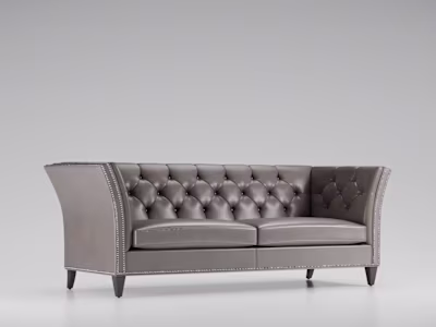 This tufted leather sofa was crafted entirely in CGI to give...