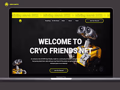 Cryo Bot Friends NFT Website Design