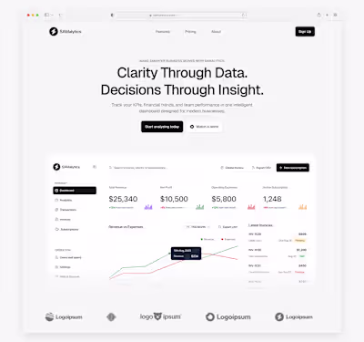 Saas landing page design