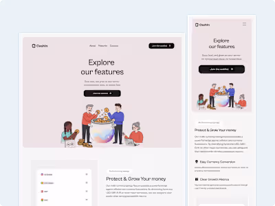 Cashin website: Framer responsive web design 