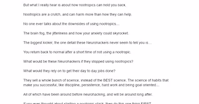 Critique on Neurohackers and Nootropics