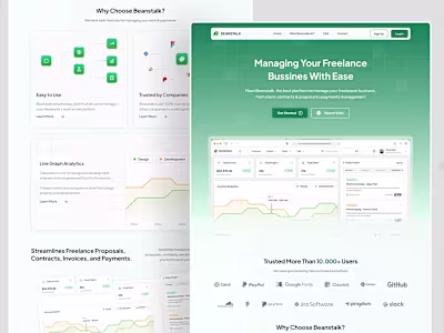 Beanstalk: Freelance Management Platform Landing Page