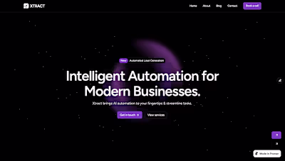 Futuristic UI Design for Xtract's AI Automation Platform