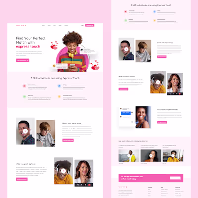 Dating landing page design