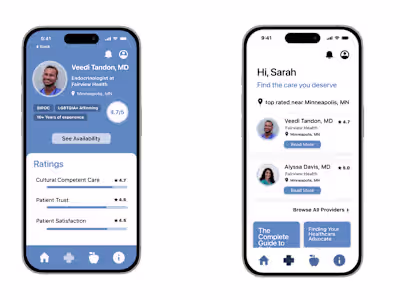 Design for a healthcare mobile app