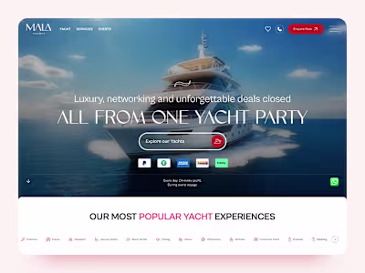 Luxury Yacht Homepage Redesign for Mala Yachts