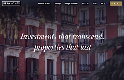Real Estate Company Website Design for Sena Homes