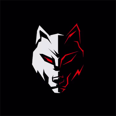 Simple wolf logo gaming eyes sharp white and red vector
