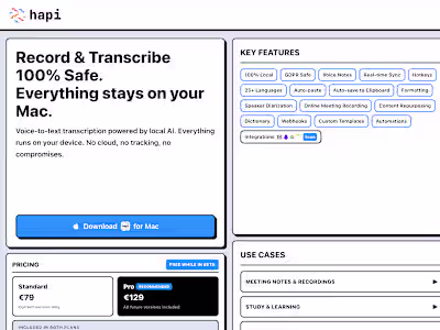 Hapi is a 100% Local