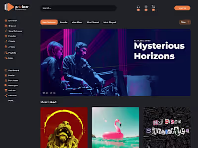 Music Streaming UI/UX design