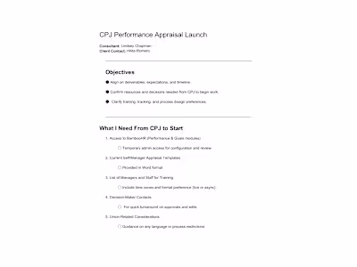 Performance Appraisal System Launch Setup & Training