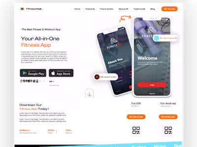 Landing Page UI Design for Fitness Application