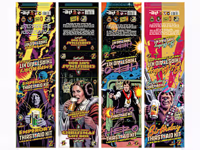 Set of four wraparound sleeves for a craft ale gift set for ...