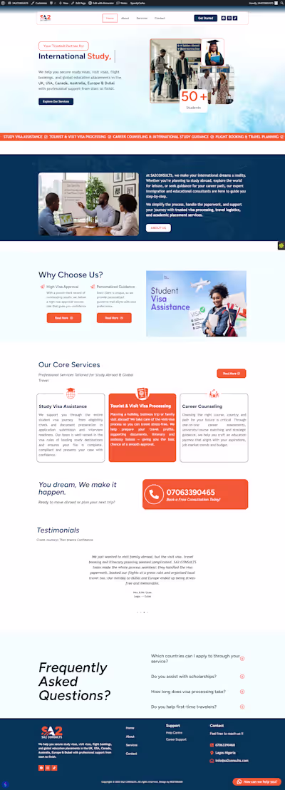 SA2Consults Website – Elementor & WordPress Success I built ...